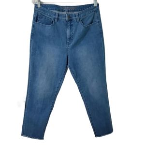 Soft Surroundings Medium Wash High Rise Skinny Raw Hem Jean Size 12P